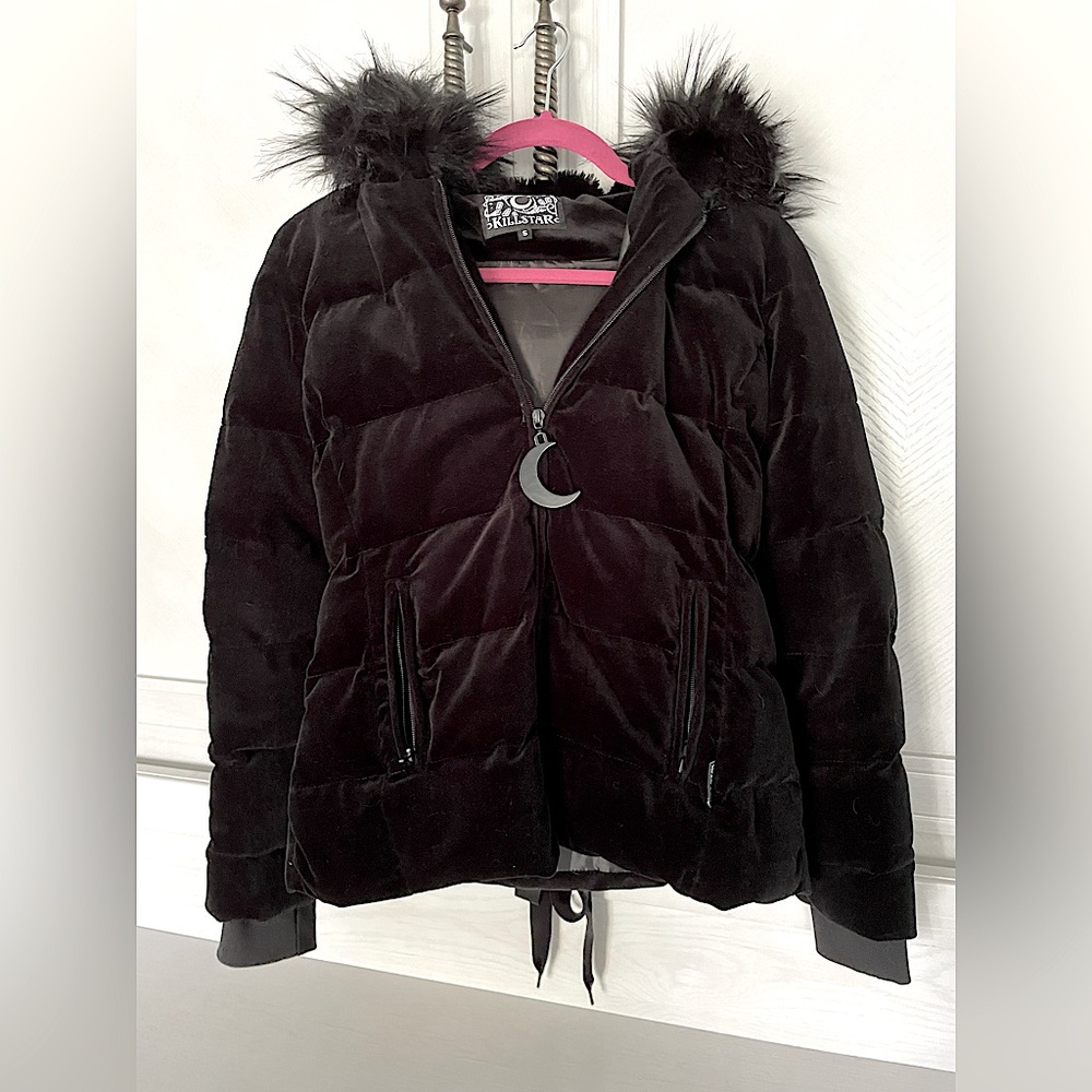 Killstar Black Puffy Velvet Coat- Excellent Condition!